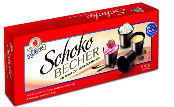 Halloren-125g Schoko Becher Cupe de ciocolată din ciocolată fină neagră