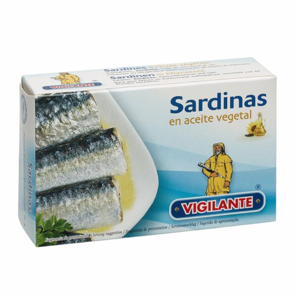 Sardine in ulei vegetal conserva 120g, Vigilante